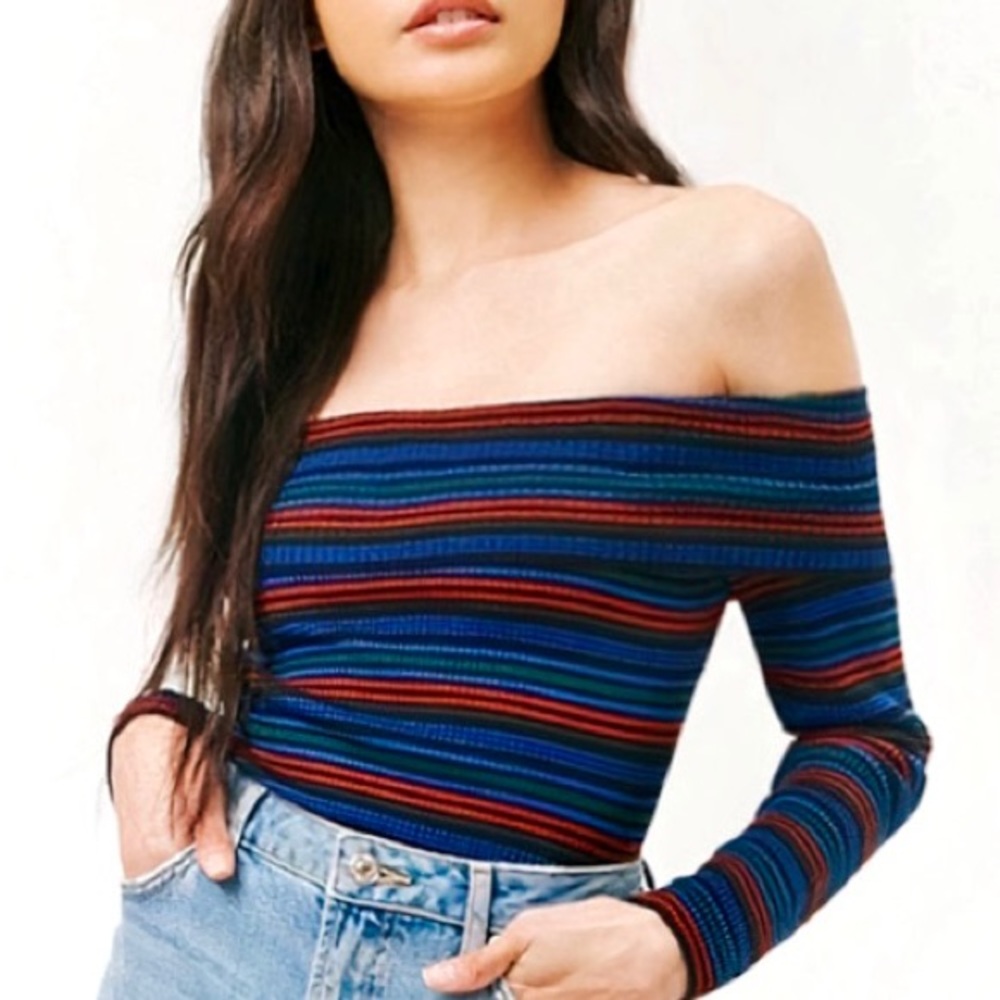 Striped Off-the-Shoulder Sweater